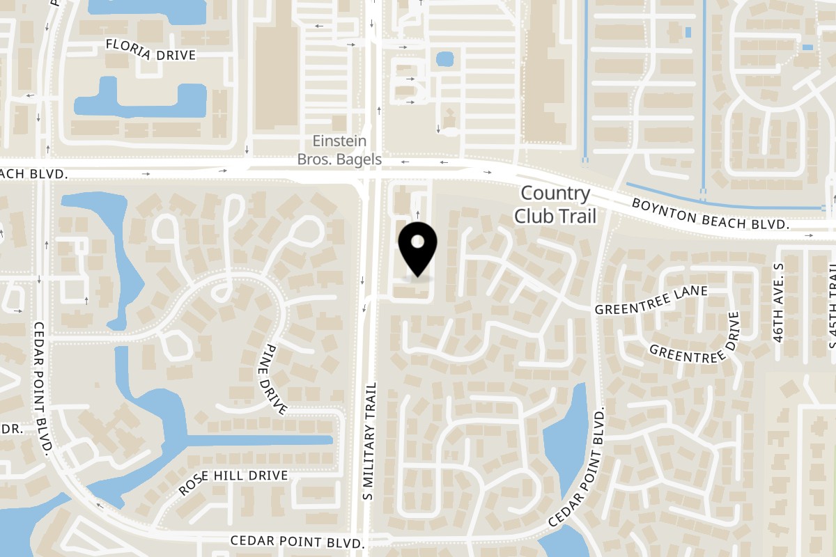 Map showing the location of Denyve Catering & Takeout on 10114 S Military Trl in Boynton Beach